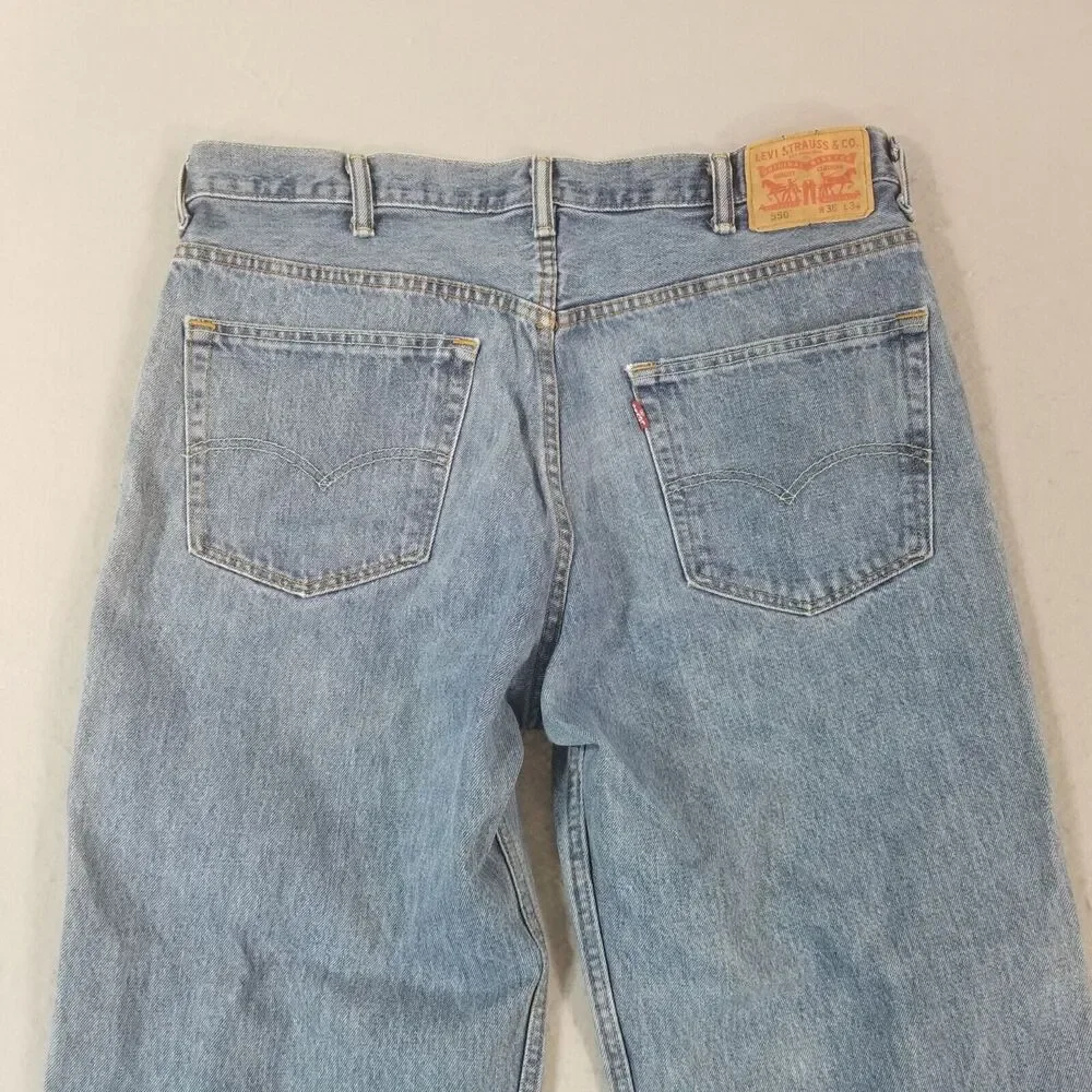 Levi's 550‎ jeans men's 38x32 relaxed fit tapered straight blue denim pants